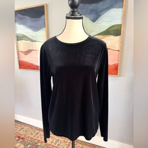 Jones New York Black Velvet Long Sleeve Top